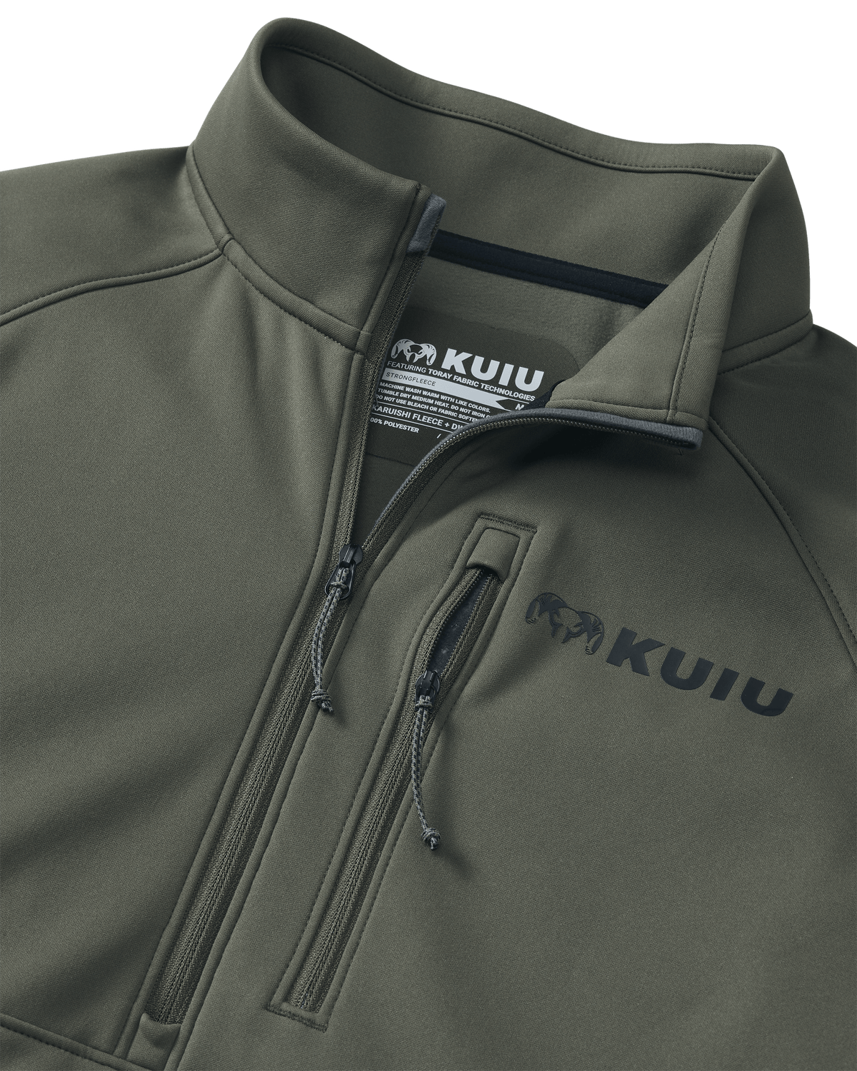 Front half zipper and zippered chest pocket for StrongFleece 190 Zip-T in Ash brown