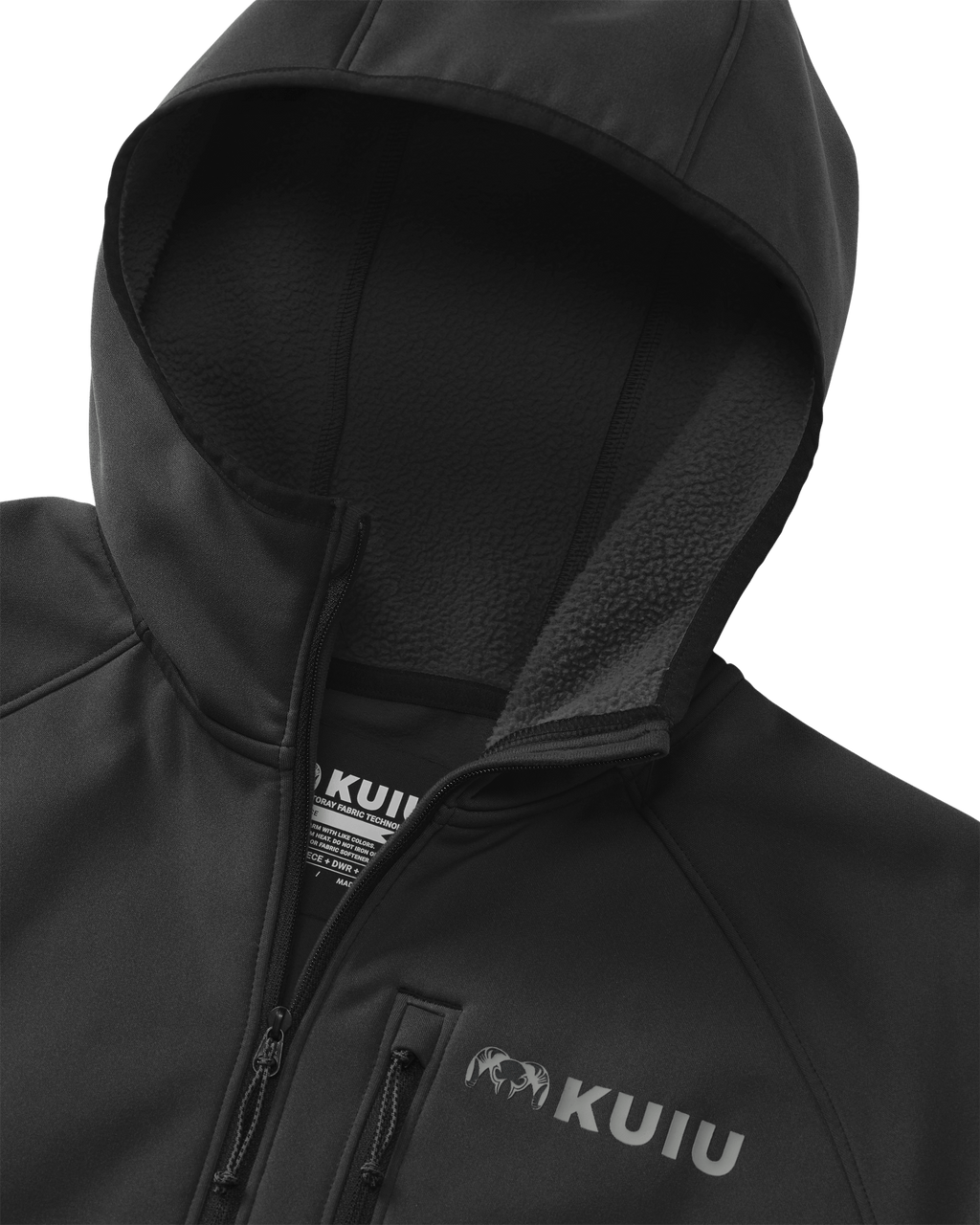 interior fleece lining of hood for the StrongFleece 235 Zip-T Hoodie in Black