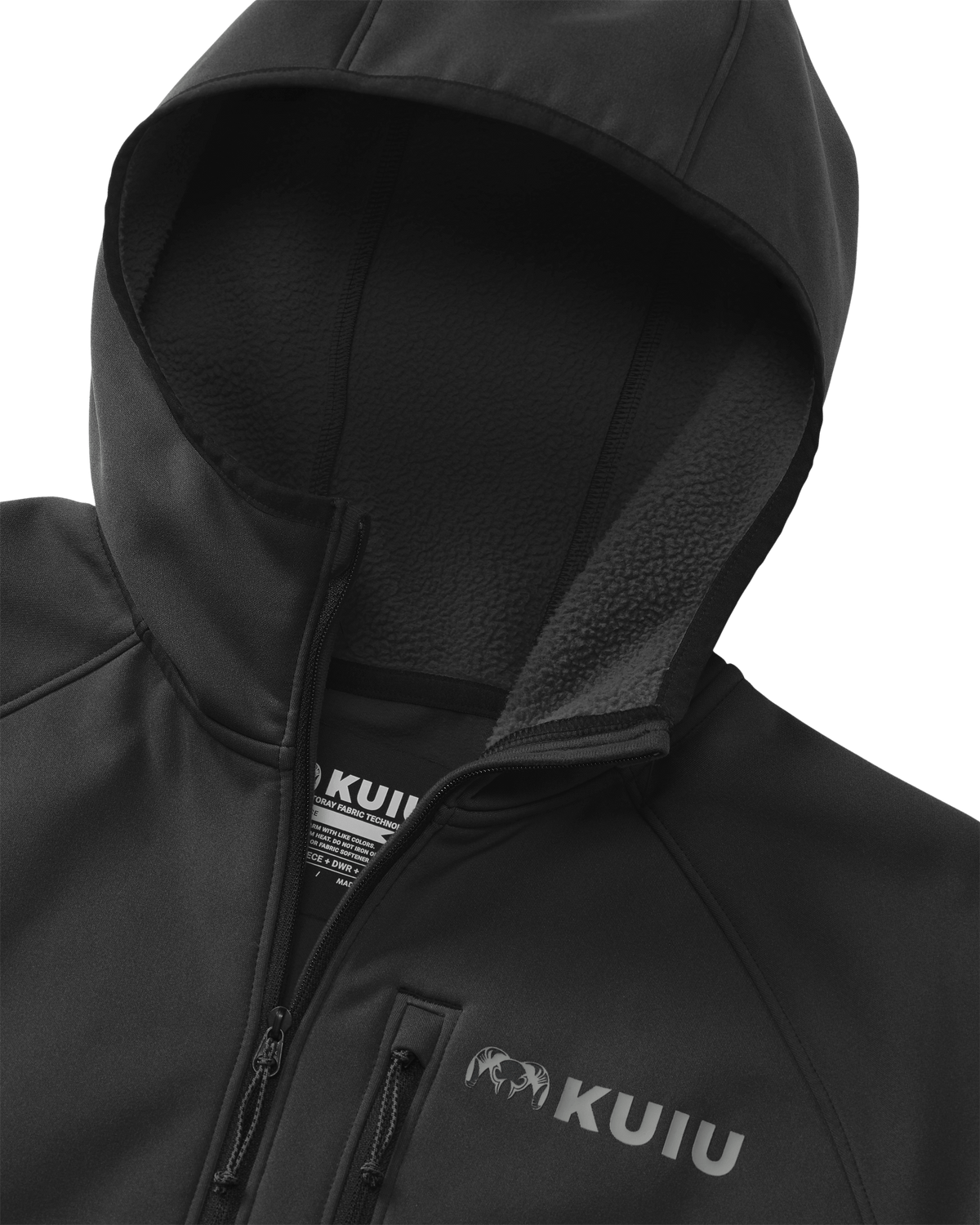 interior fleece lining of hood for the StrongFleece 235 Zip-T Hoodie in Black