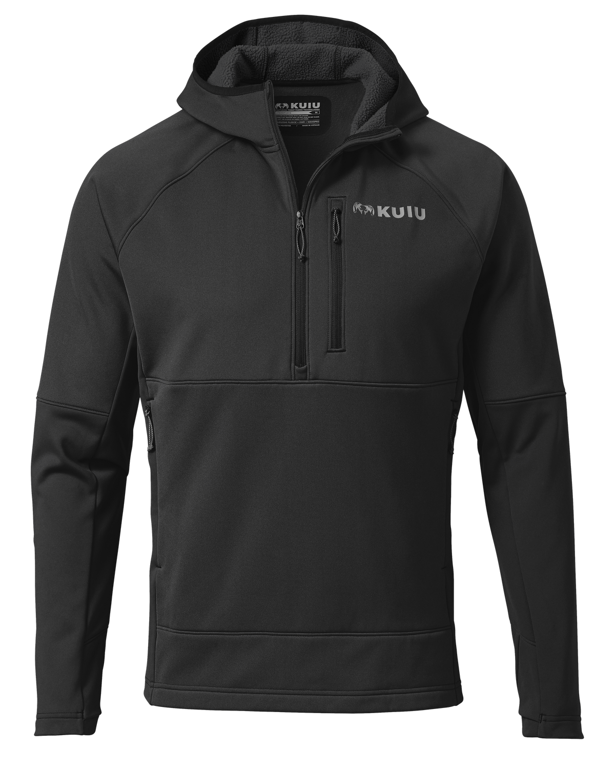 Front of StrongFleece 235 Zip-T Hoodie in Black