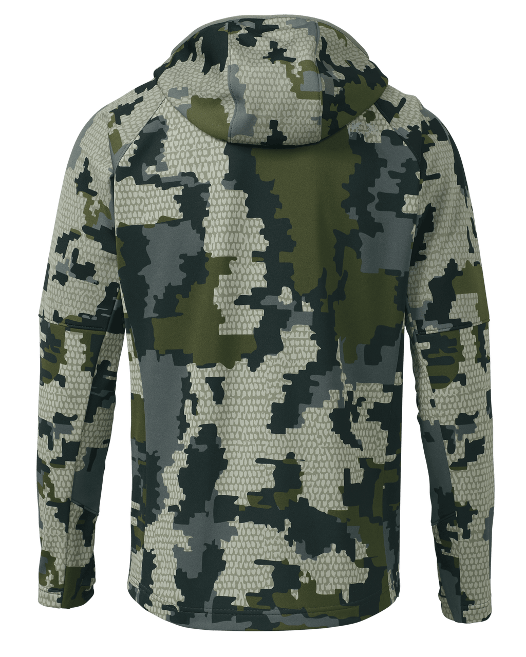 Back of StrongFleece 235 Zip-T Hoodie in Verde Camouflage