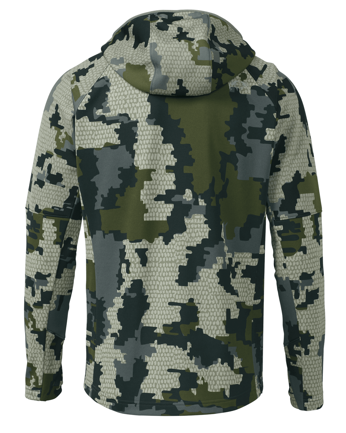 Back of StrongFleece 235 Zip-T Hoodie in Verde Camouflage