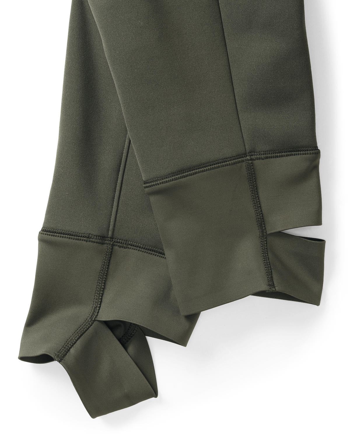 High stretch layered stirrup cuffs on StrongFleece 290 Layering Pant in Ash brown