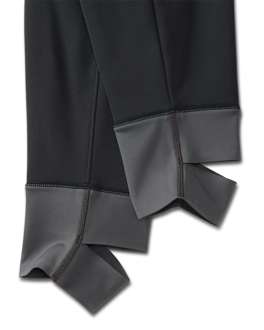 High stretch layered stirrup cuffs on StrongFleece 290 Layering Pant in Black