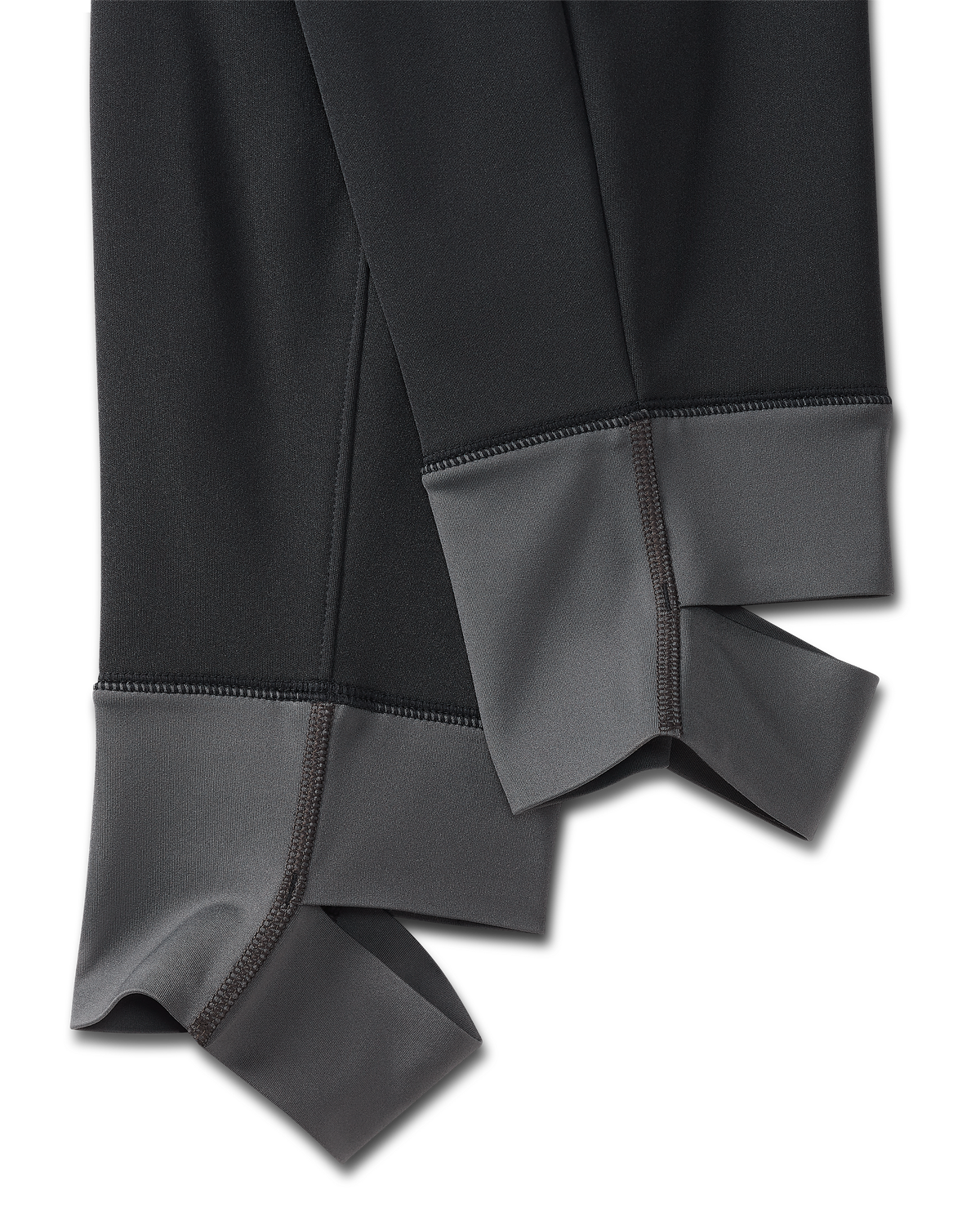 High stretch layered stirrup cuffs on StrongFleece 290 Layering Pant in Black