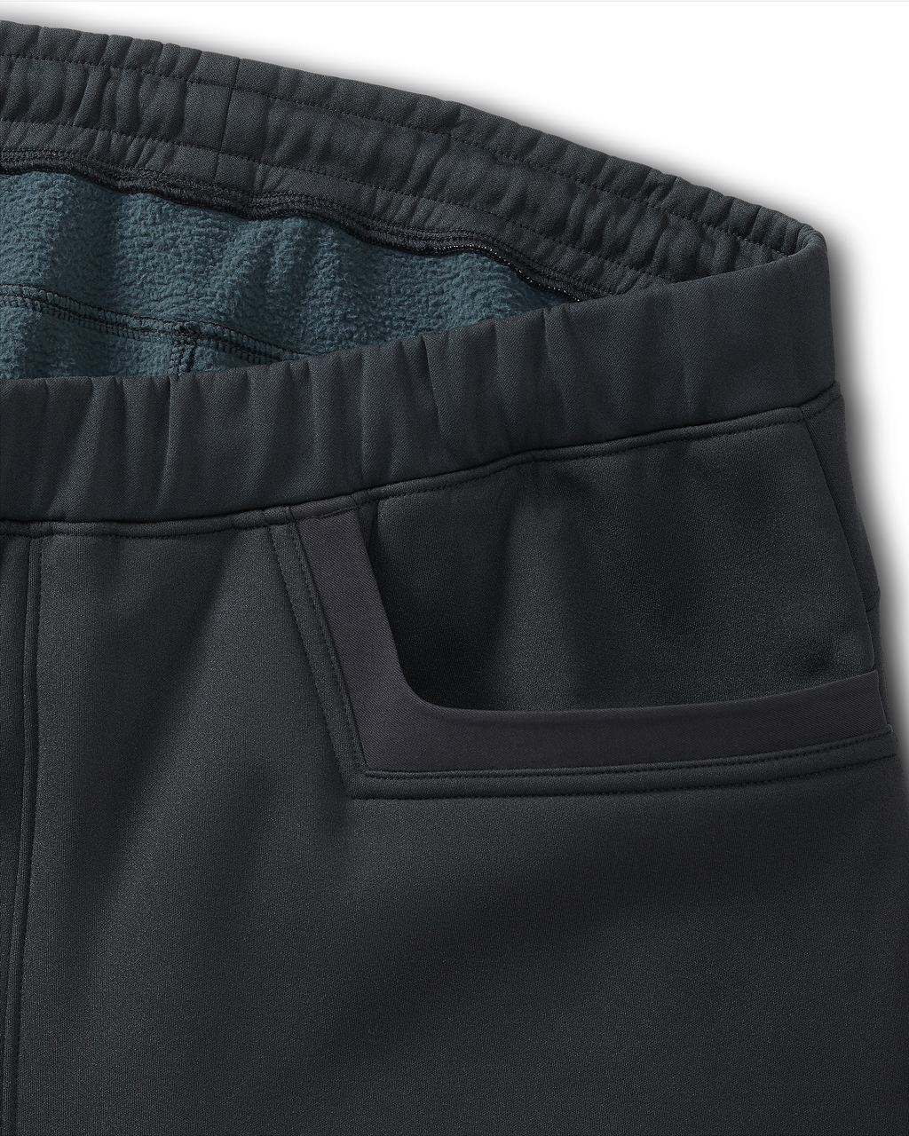 Elastic stretch waistband with drawcord on StrongFleece 290 Layering Pant in Black