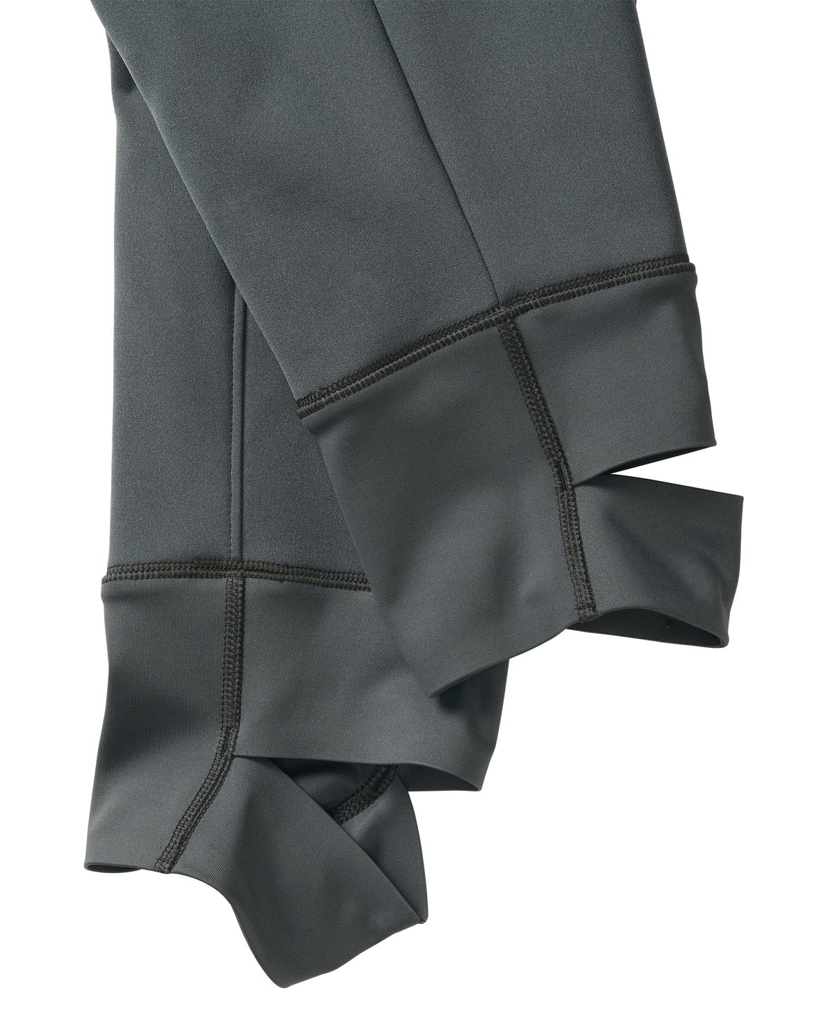 High stretch layered stirrup cuffs on StrongFleece 290 Layering Pant in Gunmetal grey