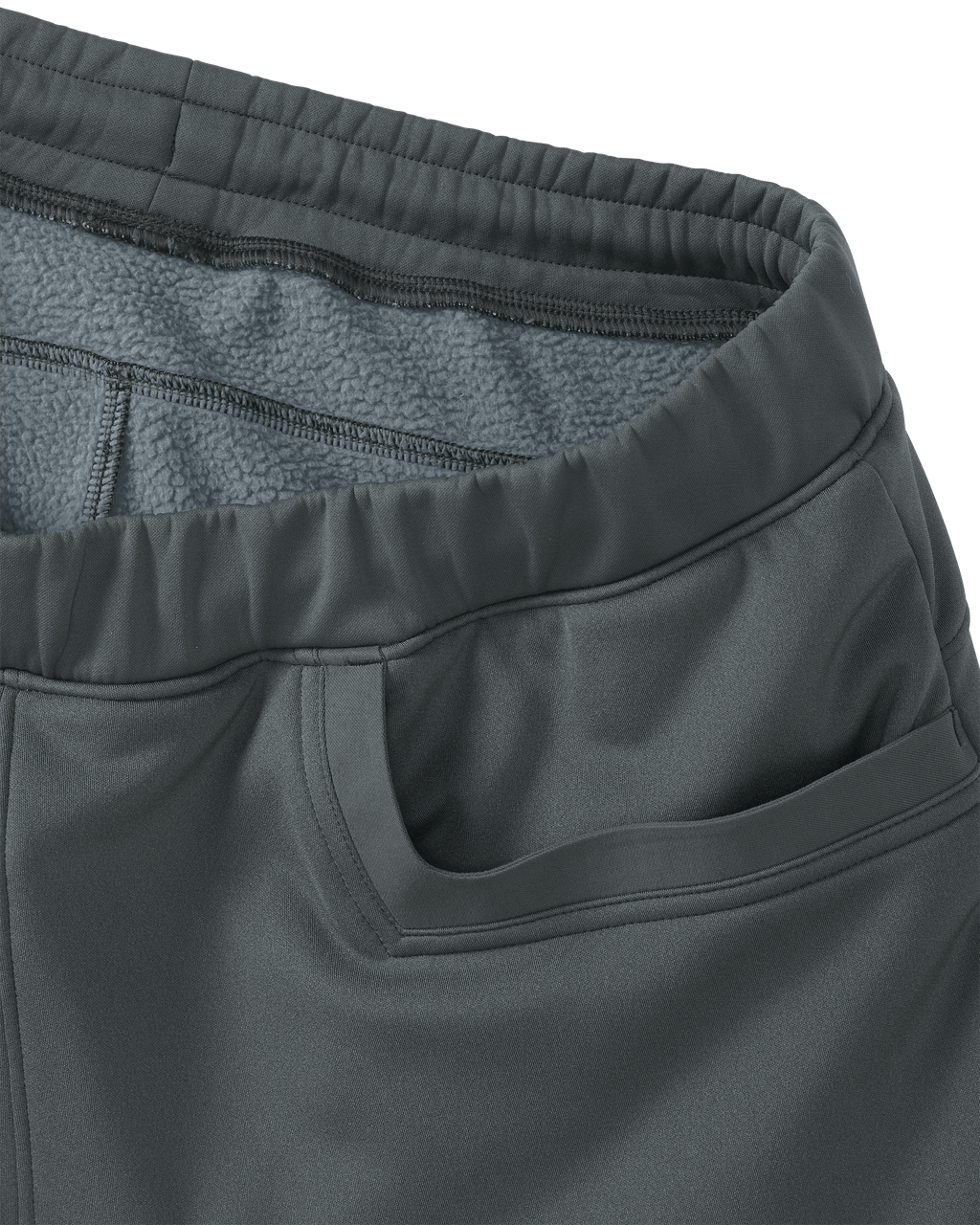 Elastic stretch waistband with drawcord on StrongFleece 290 Layering Pant in Gunmetal grey