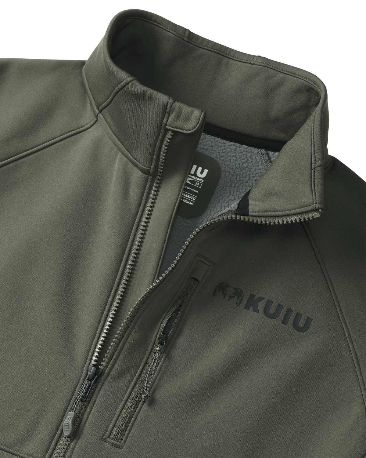 Full zip design with zippered chest pocket on StrongFleece 290 WF Full Zip in Ash brown