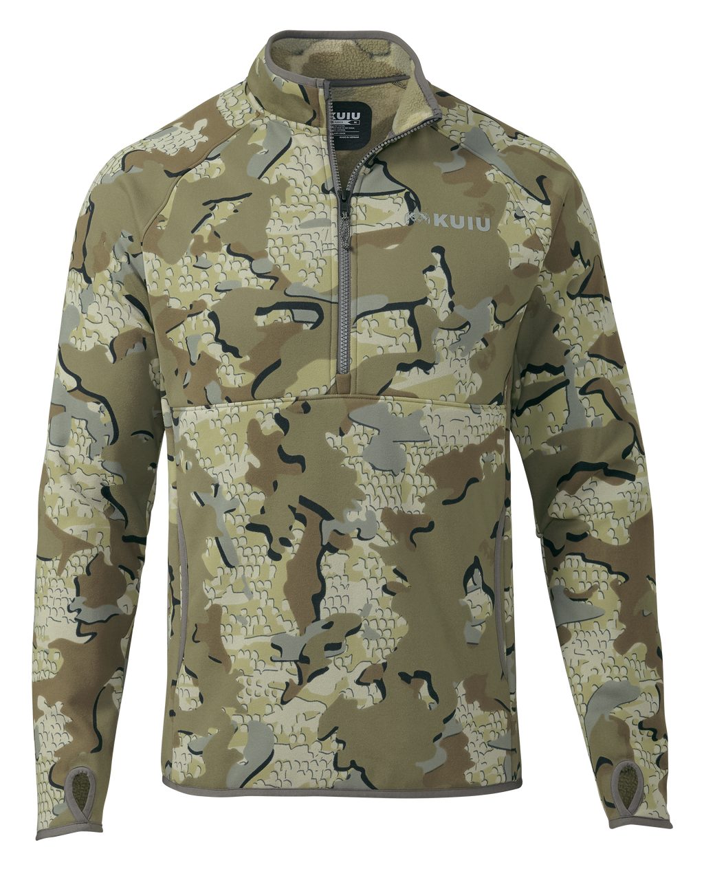 Front of Encounter 290 Fleece Zip-T in Valo Camouflage