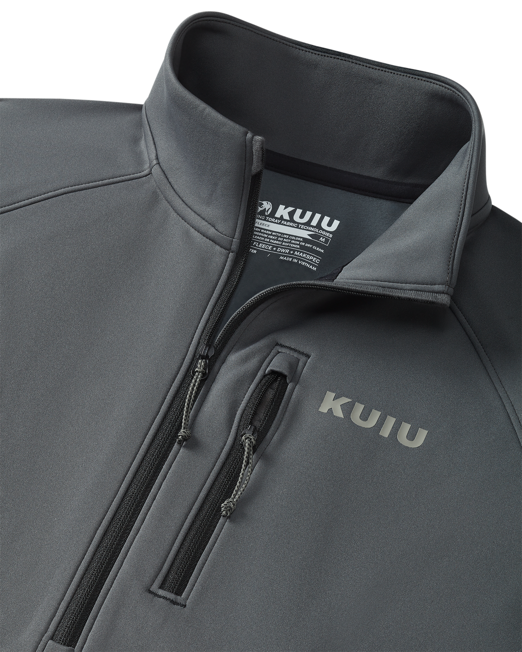Front half zipper and zippered chest pocket for Women's StrongFleece 190 Zip-T in Gunmetal Grey