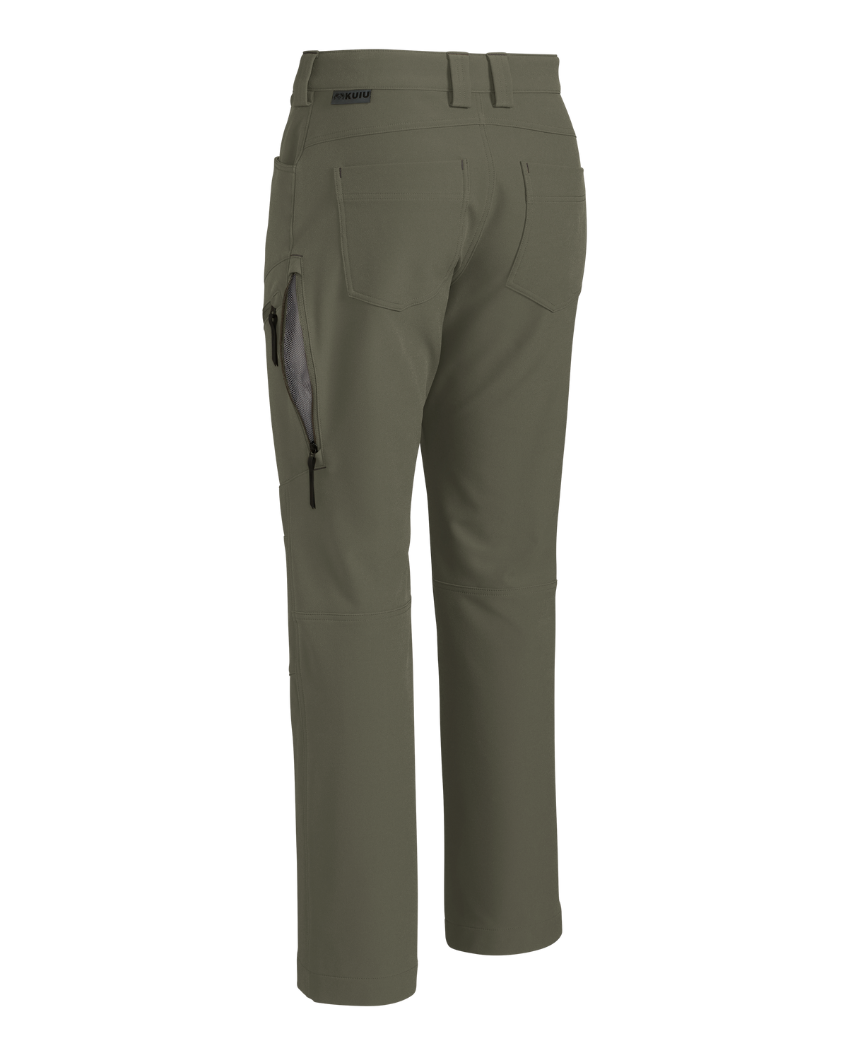 Back of Youth Attack Pant in Ash Brown showing open hip vent