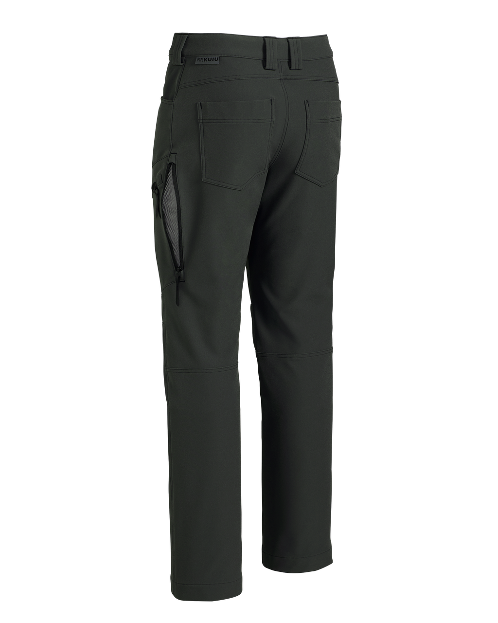 Back of Youth Attack Pant in Dark Gunmetal Grey, showing open hip vent