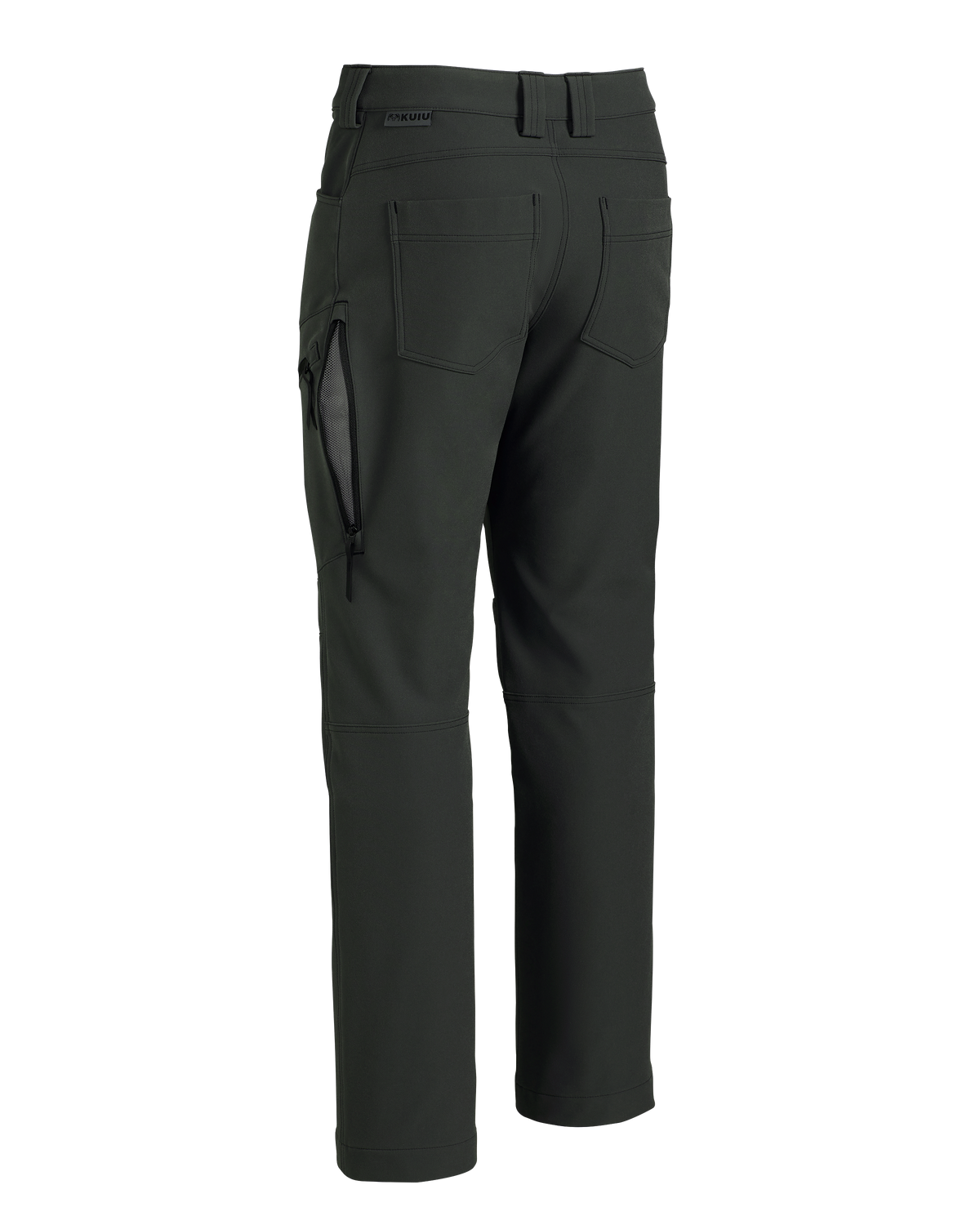 Back of Youth Attack Pant in Dark Gunmetal Grey, showing open hip vent