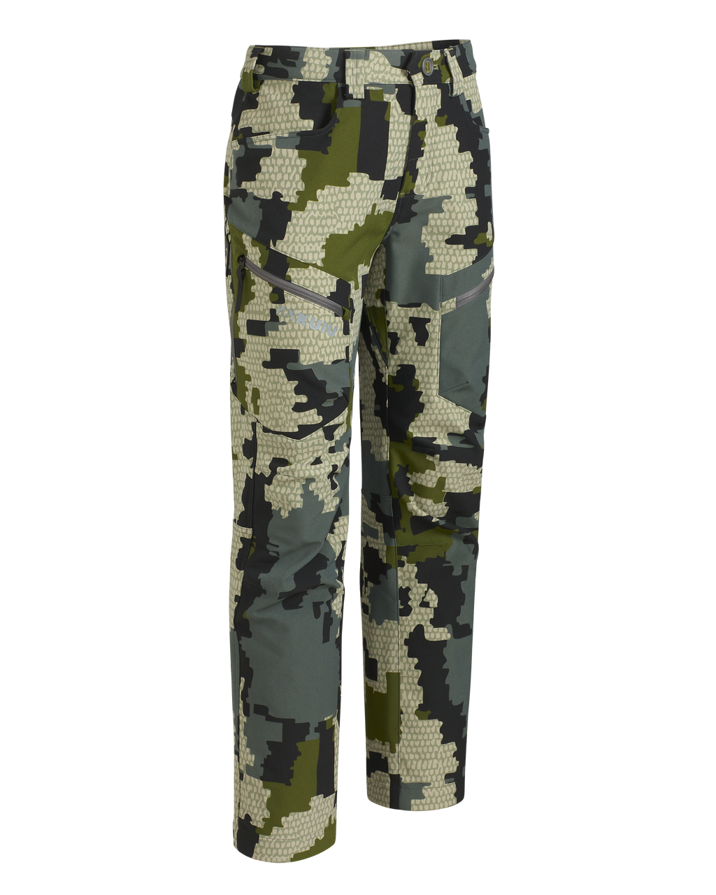 Front of Youth Attack Pant in Verde Camouflage