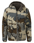 Front of Youth Reversible Versa Jacket in Vias Camouflage