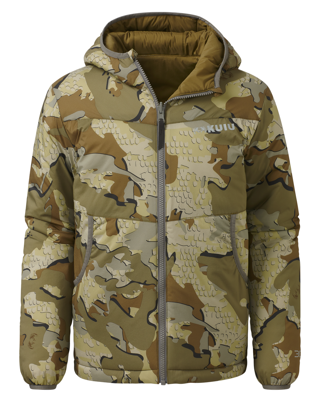 Front of Youth Reversible Jacket in Valo Camouflage