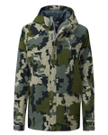 Front of Youth Versa Rain Jacket in Verde Camouflage