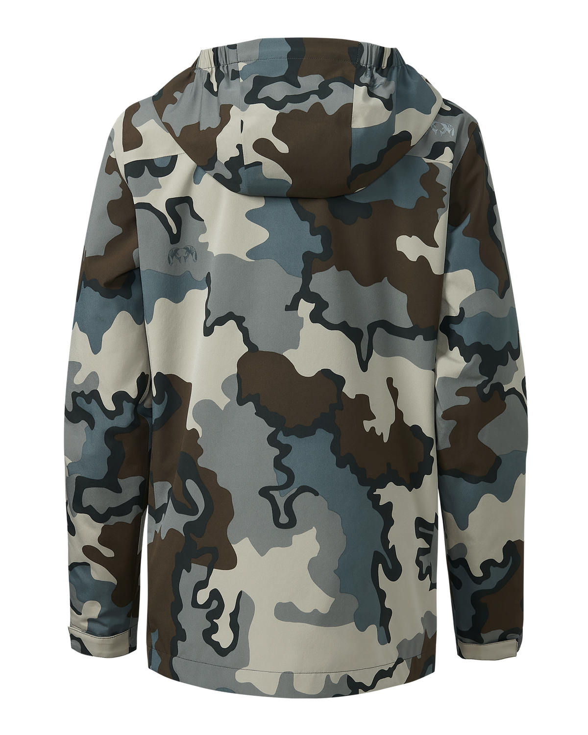 Back of Youth Versa Rain Jacket in Vias Camouflage