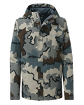 Front of Youth Versa Rain Jacket in Vias Camouflage
