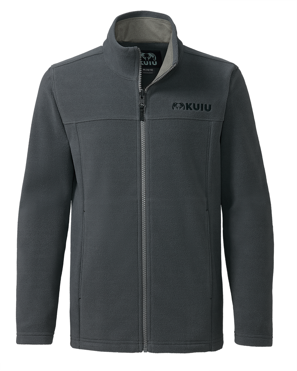 Front of Youth Versa Fleece Full Zip in Gunmetal Grey