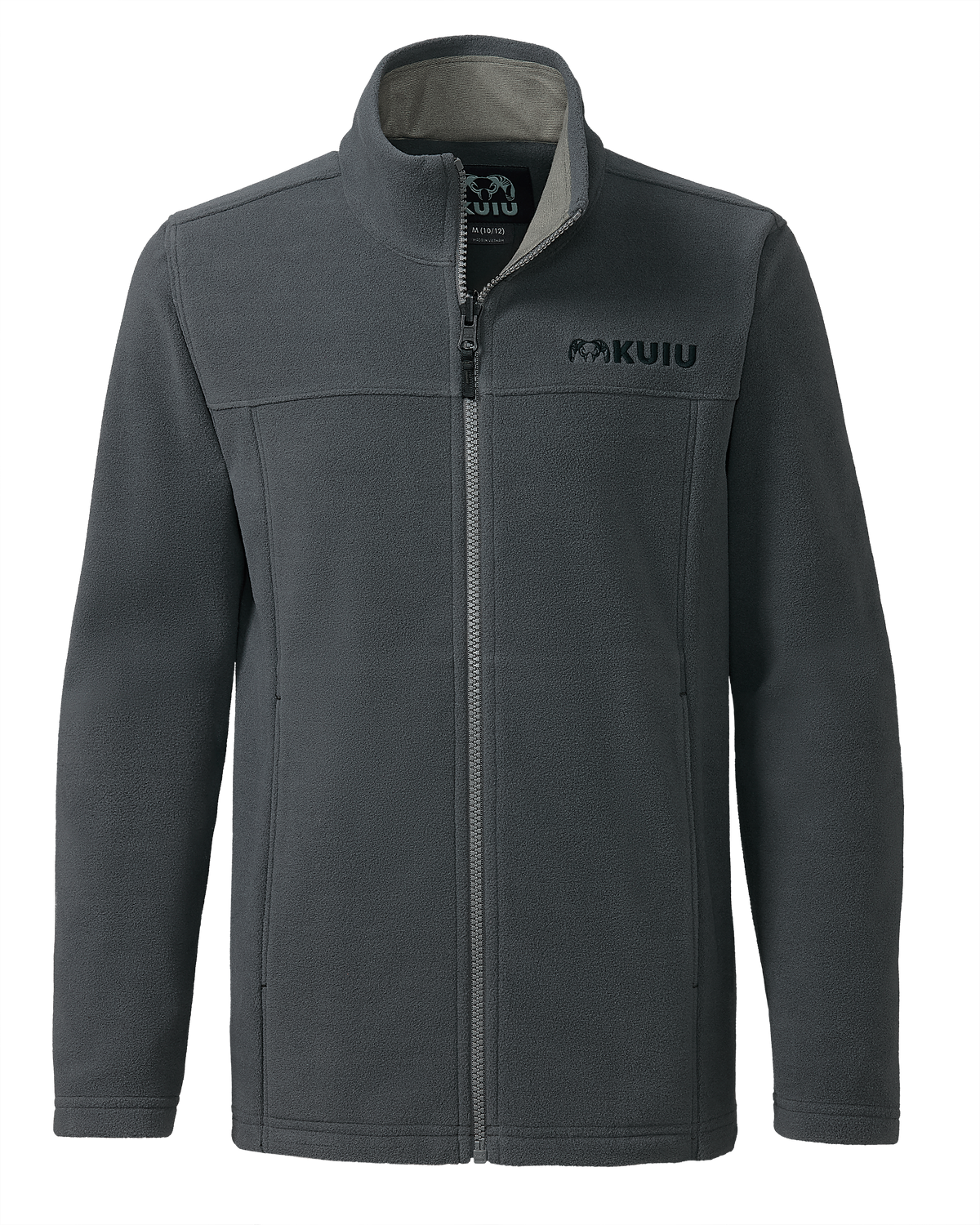 Front of Youth Versa Fleece Full Zip in Gunmetal Grey
