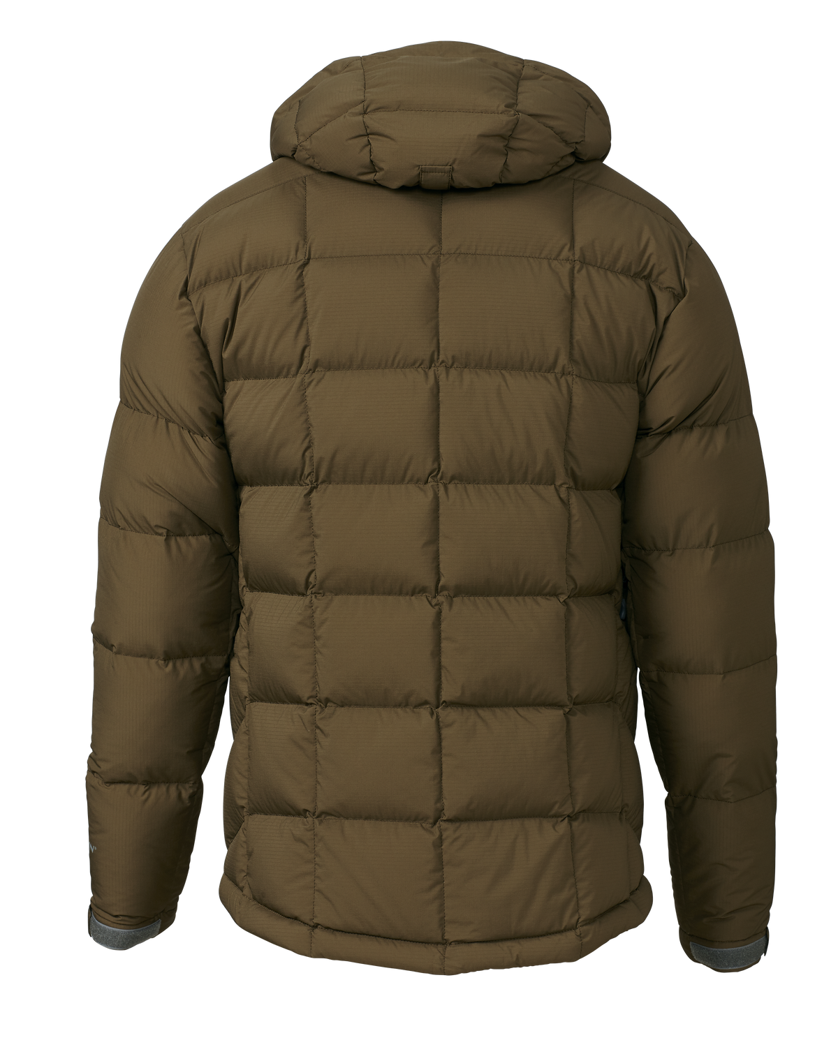 Back of Super Down PRO Hooded Jacket in Bourbon Brown