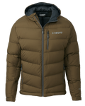 Front of Super Down PRO Hooded Jacket in Bourbon