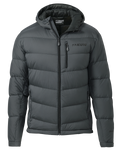 Front of Super Down PRO Hooded Jacket in Gunmetal Grey