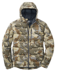 Front of Super Down Pro Hooded Jacket in Valo Camouflage