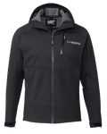 Front of Axis Hybrid Hooded Jacket in Carbon Black Color
