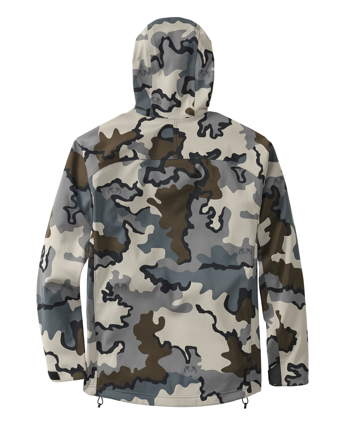 Back of Axis Hybrid Hooded Jacket in Vias Camouflage
