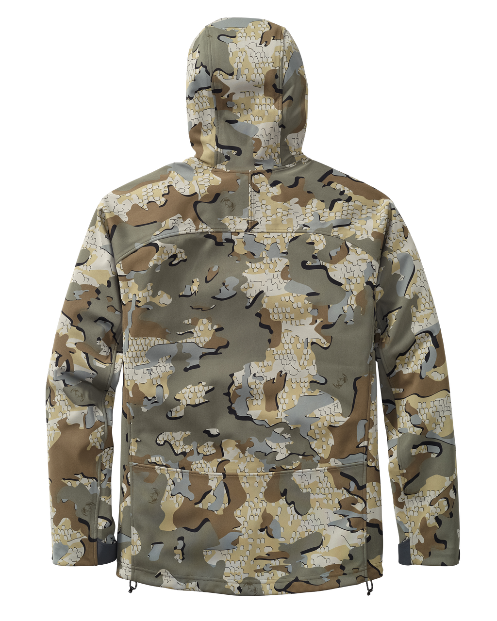 Back of Axis Hybrid Hooded Jacket in Valo Camouflage