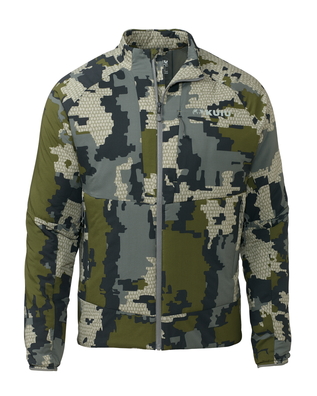 Front of Kenai Jacket in Verde Camouflage