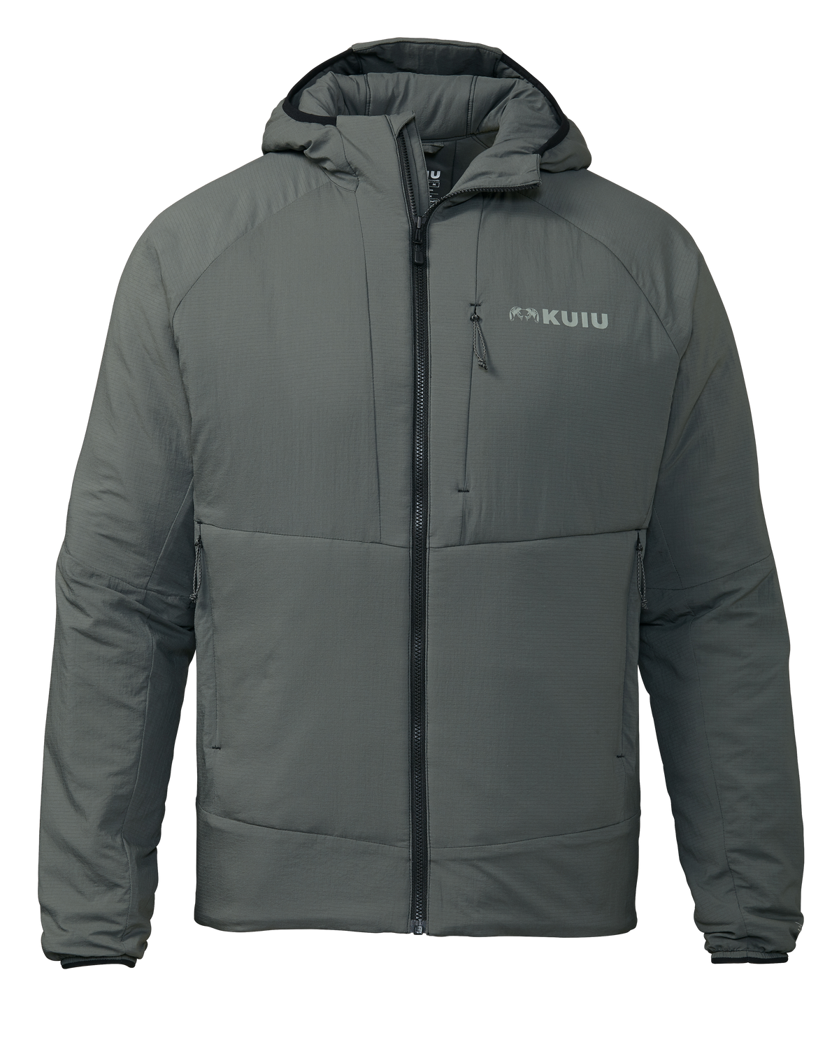 Front of Kenai Hooded Jacket in Gunmetal