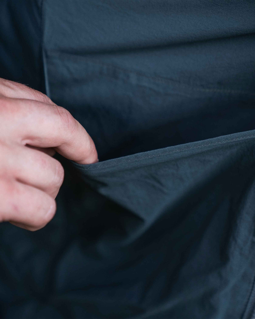 Zoomed in detail internal drop pocket on the Kenai Jacket in Valo Camouflage