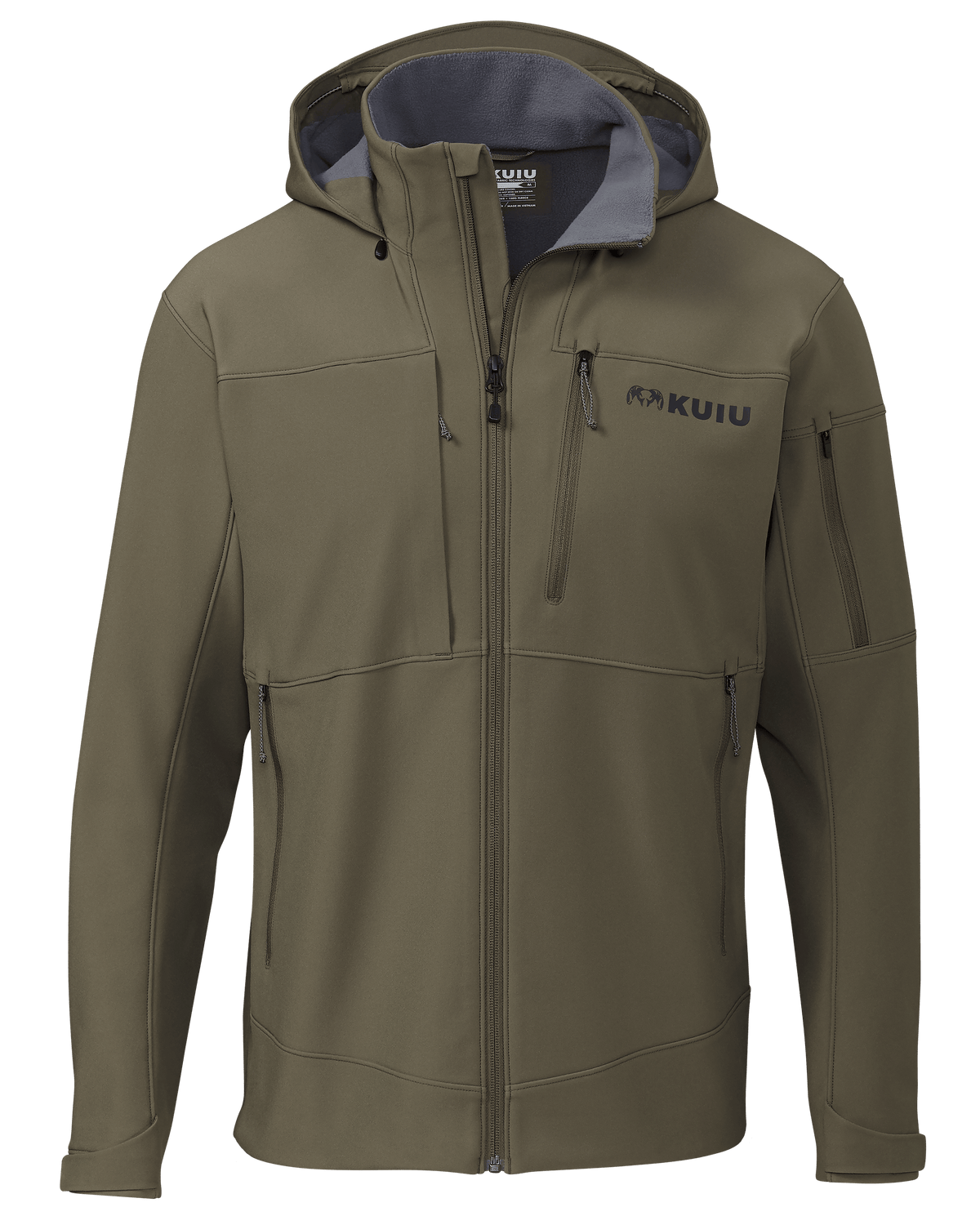Front of Guide PRO Hooded Jacket in Ash Brown
