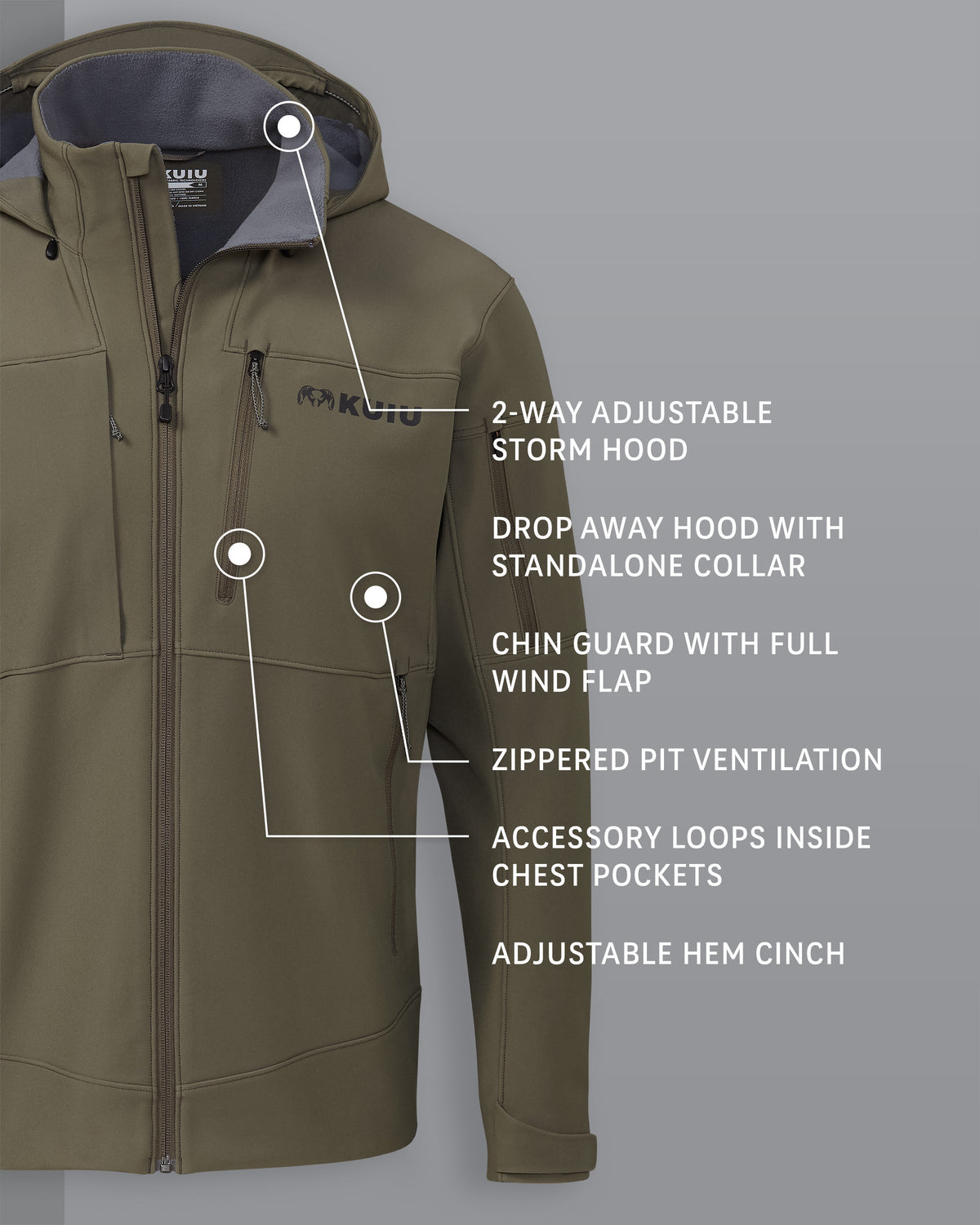Guide PRO Jacket in Ash Brown Detail Callout