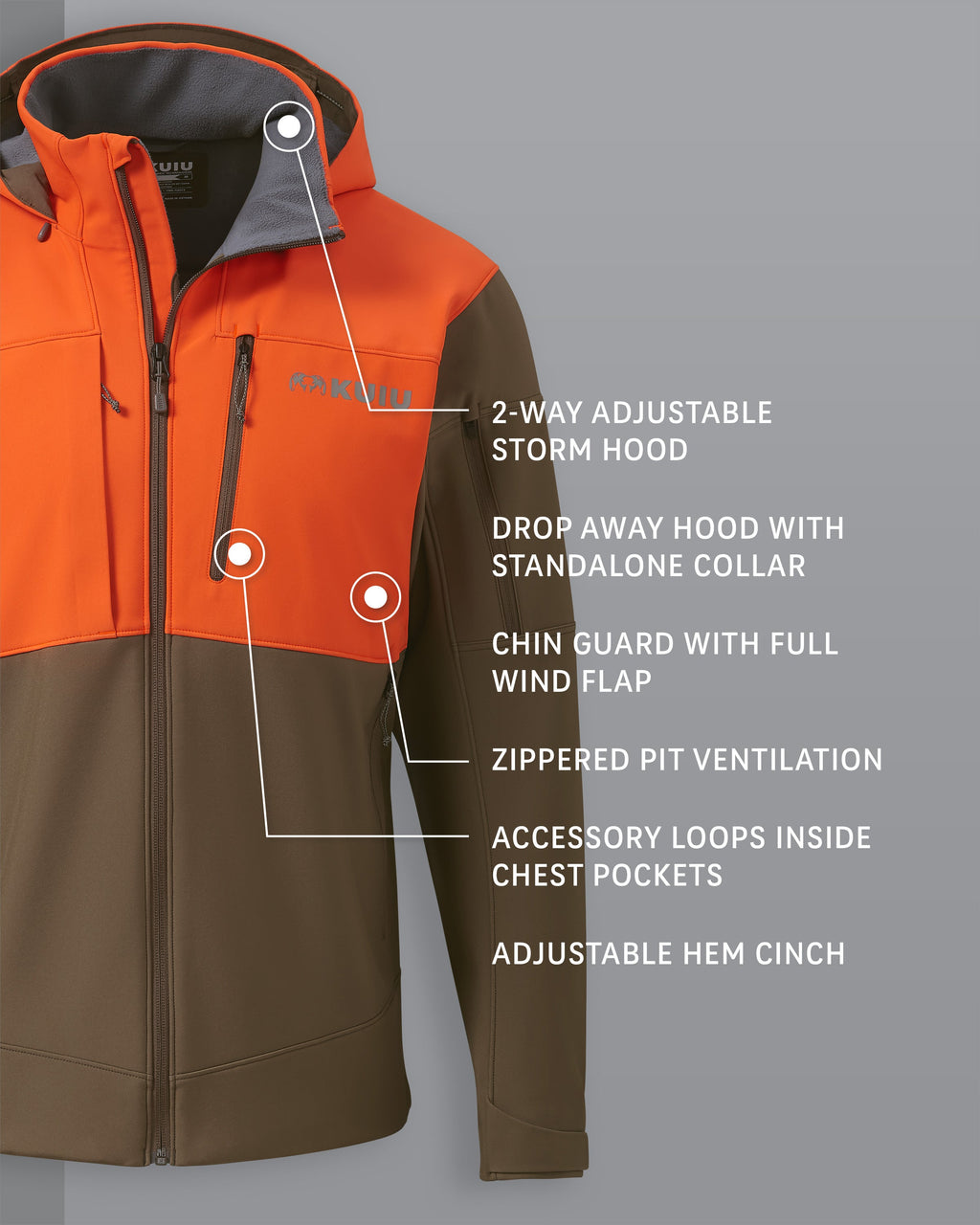 Guide PRO Jacket in Blaze/Major Brown Detail Callout
