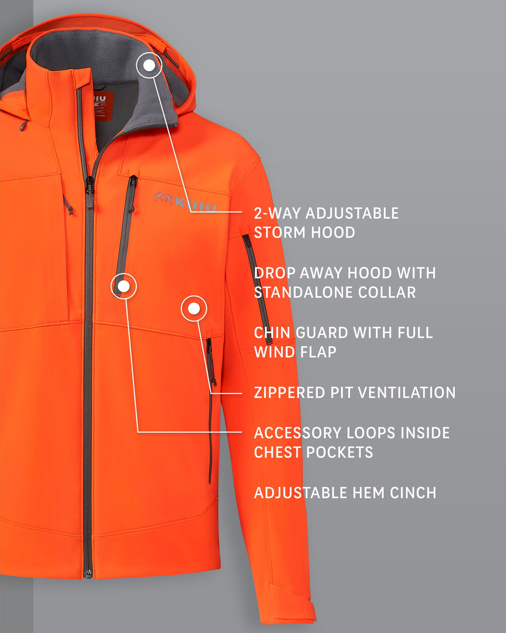 Guide PRO Jacket in Blaze Orange Detail Callout