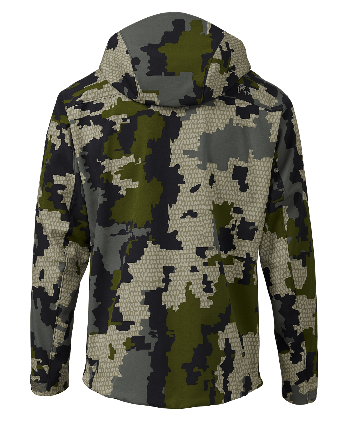 Back of Guide PRO Hooded Jacket in Verde Camouflage