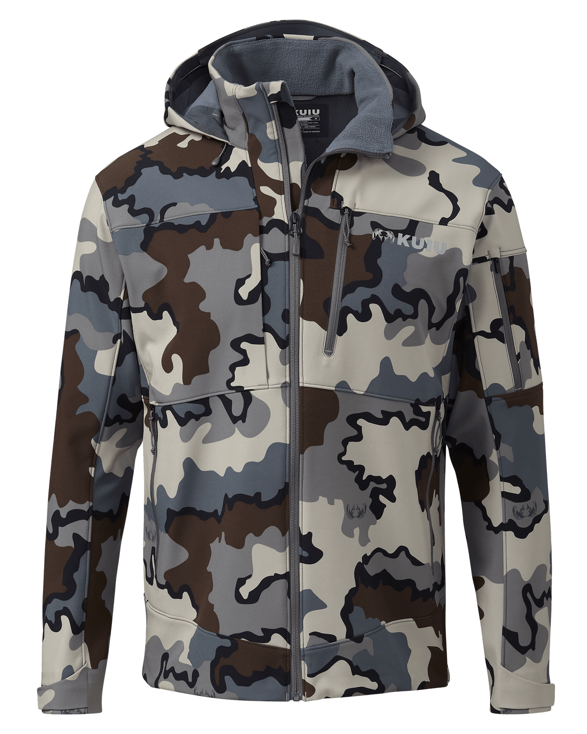 Front of Guide PRO Hooded Jacket in Vias Camouflage