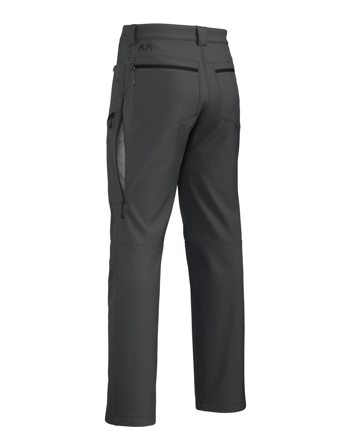 Back of Guide PRO Pant in Gunmetal Grey Highlighting Open YKK Zippered Hip Vents