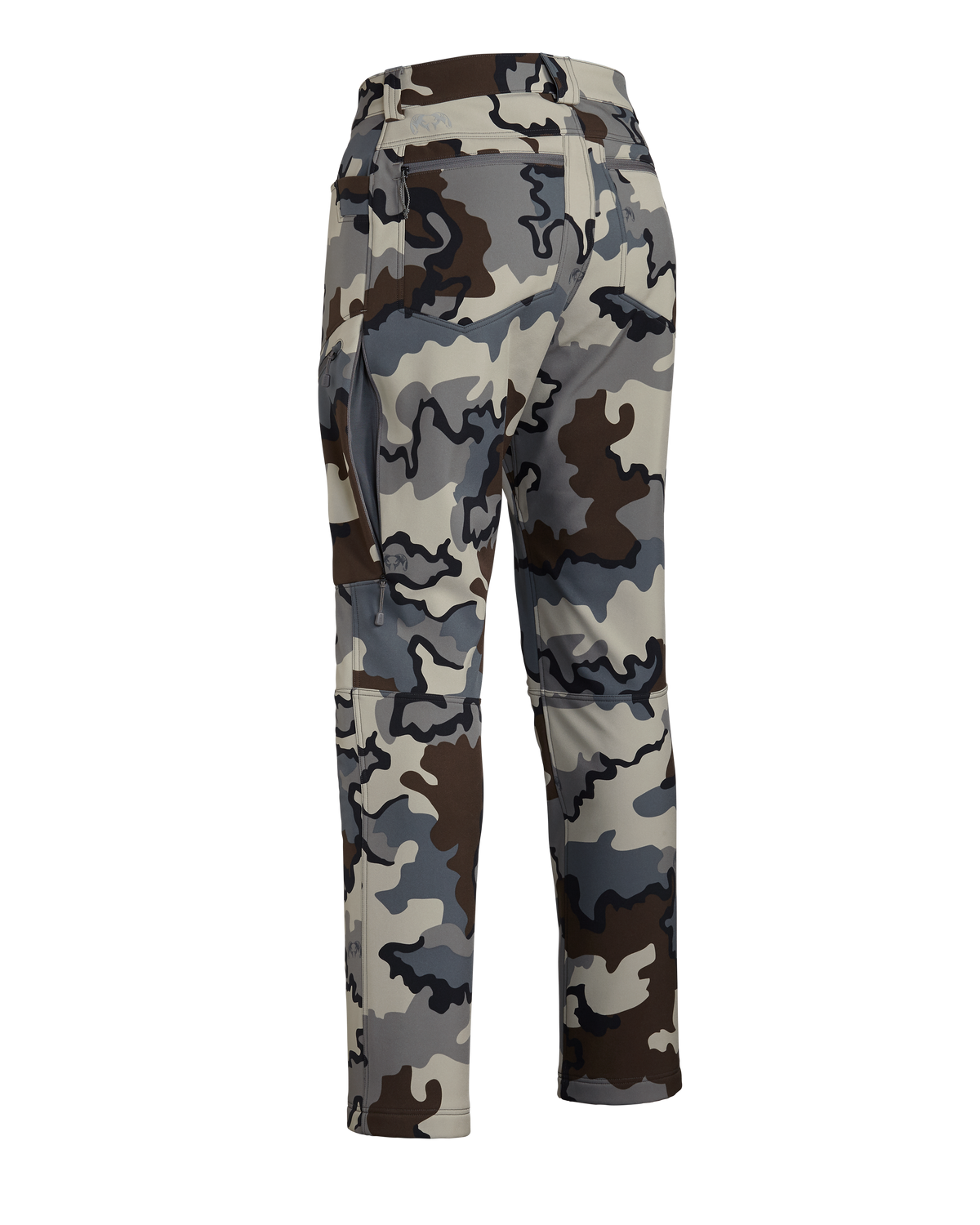 Back of Women's Guide PRO Pant in Vias Camouflage with open hip vent
