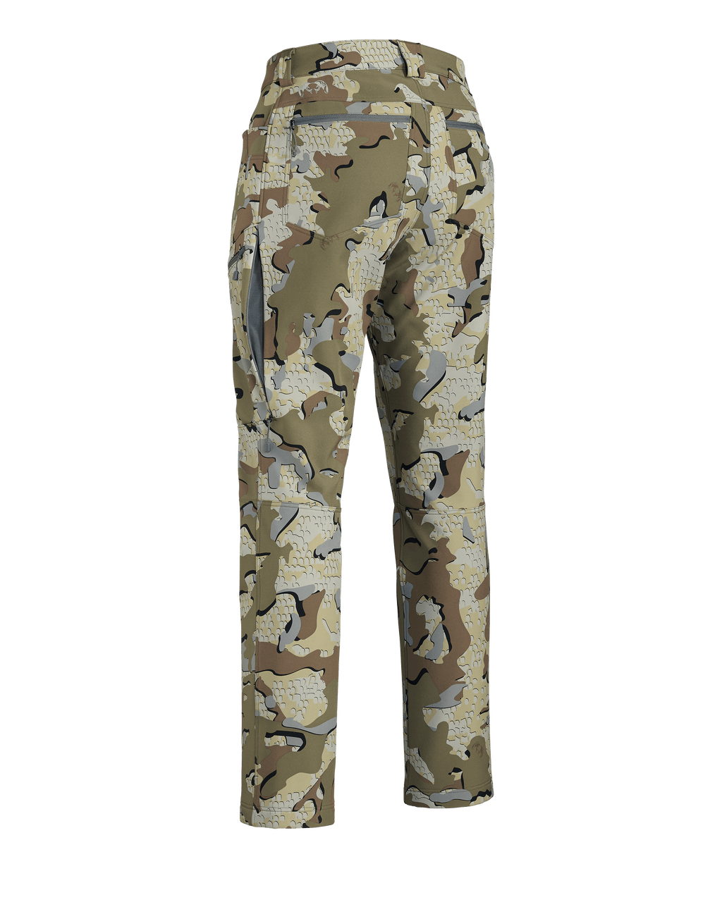 Back of Women's Guide PRO Pant in Valo Camouflage with open hip vent