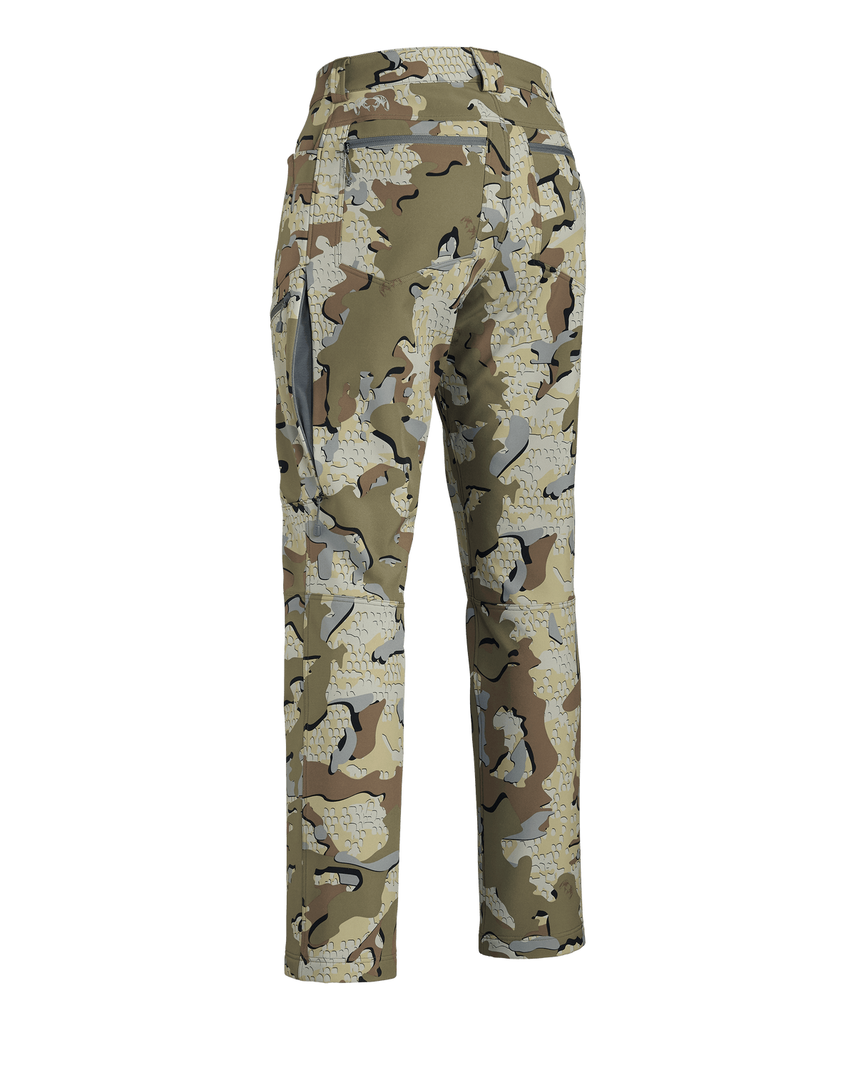 Back of Women's Guide PRO Pant in Valo Camouflage with open hip vent