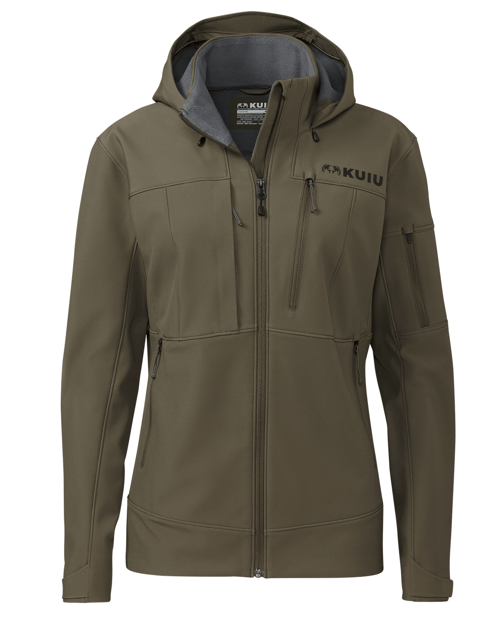 Front of Women's Guide PRO Hooded Jacket in Ash Brown