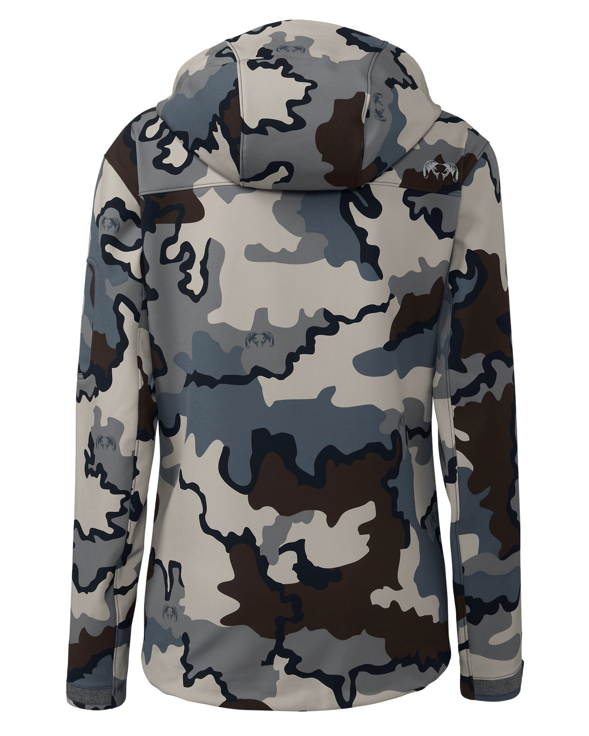 Back of Women's Guide PRO Hooded Jacket in Vias Camouflage
