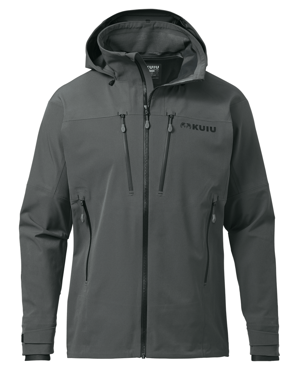 Front of Yukon TR Rain Jacket in Gunmetal Grey
