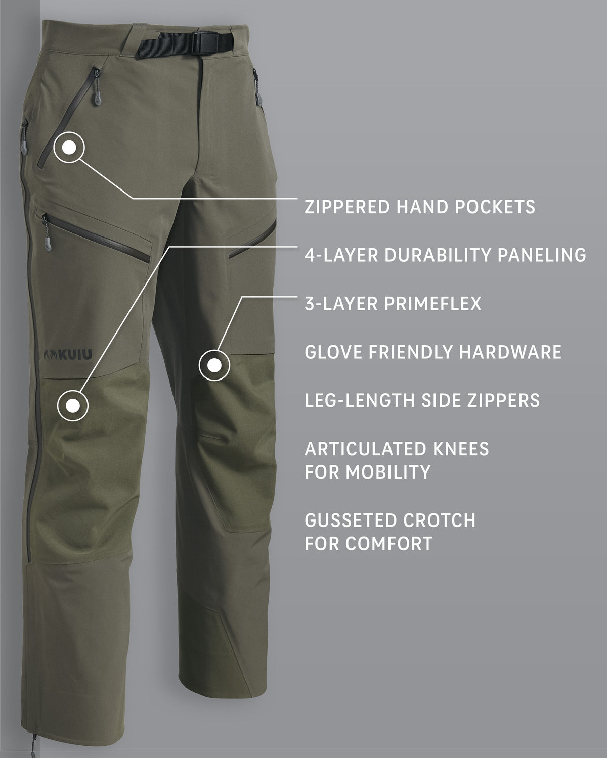 Yukon TR Rain Pant in Ash Brown Detail Callout